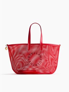 Stella McCartney H&M Bright Red Perforated Tote w/pouch bag included NWT